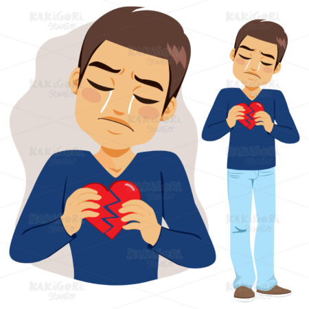 Man Broken Heart Clipart Vector Illustration 03941