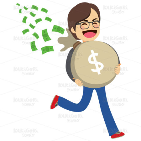 Man Carrying Money Sack Clipart Vector Illustration 03960