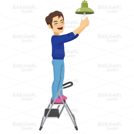 Man Changing Light Clipart Vector Illustration 04100