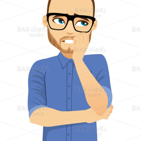 Man Concerned Face Expression Clipart Vector Illustration 04907