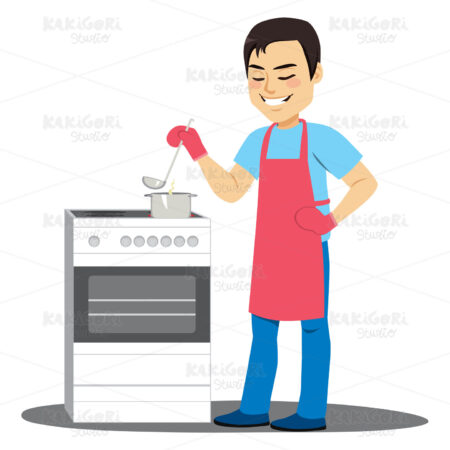 Man Cooking Soup Clipart Vector Illustration 04143