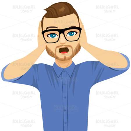 Man Covering Ears Clipart Vector Illustration 04698