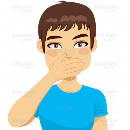 Man Covering Mouth With Hand Clipart Vector Illustration 01531