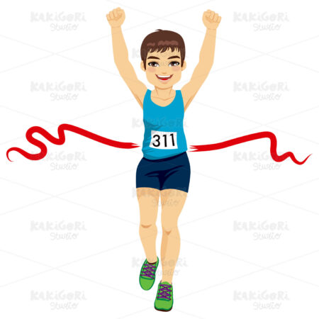 Man Crossing Finish Line Clipart Vector Illustration 01422