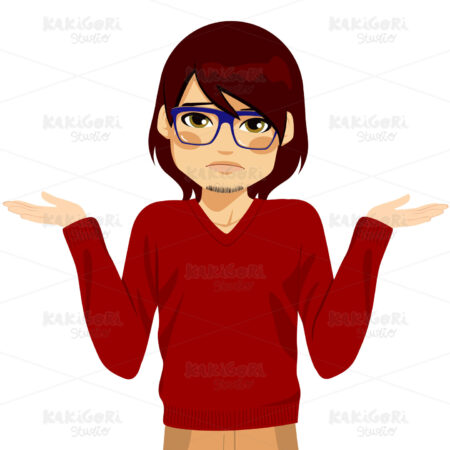 Man Doubt Shrug Clipart Vector Illustration 01385