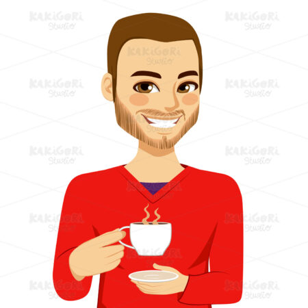 Man Drinking Coffee Clipart Vector Illustration 02236