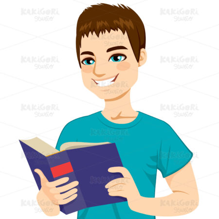 Man Enjoying Reading Clipart Vector Illustration 02059