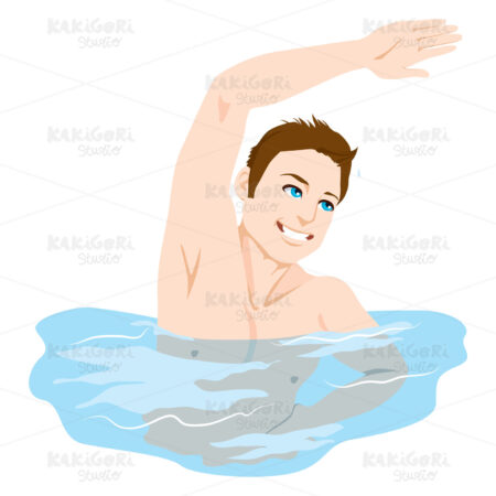 Man Exercising On Pool Clipart Vector Illustration 01834