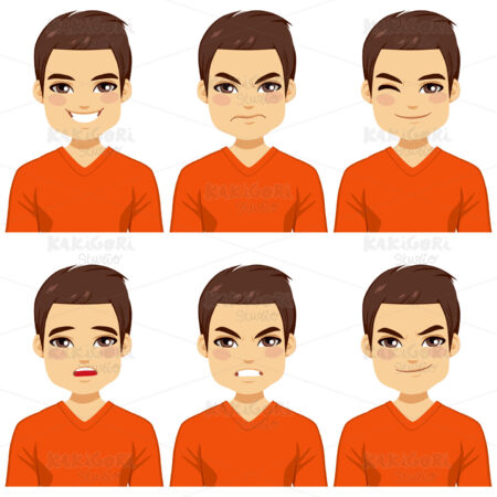 Man Expressions Collection Clipart Vector Illustration 02076