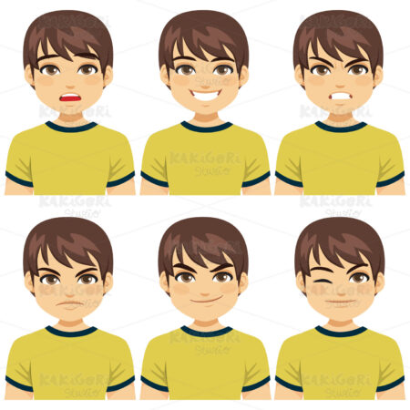 Man Face Expressions Clipart Vector Illustration 04309