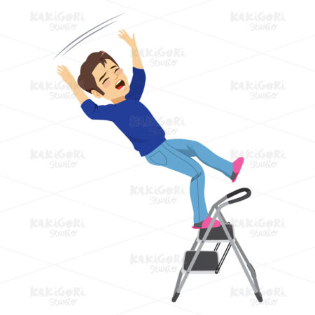 Man Falling Ladder Clipart Vector Illustration 04196