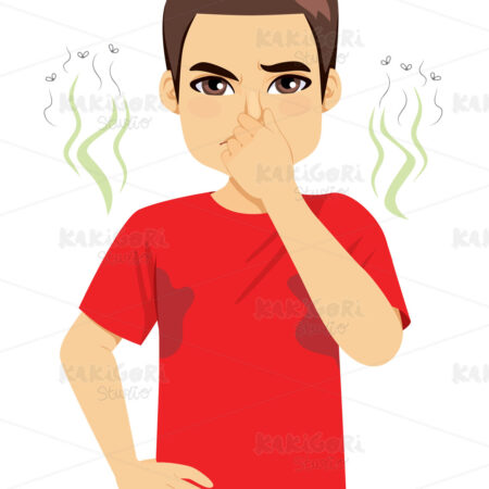 Man Feeling Bad Armpits Smell Clipart Vector Illustration 04945