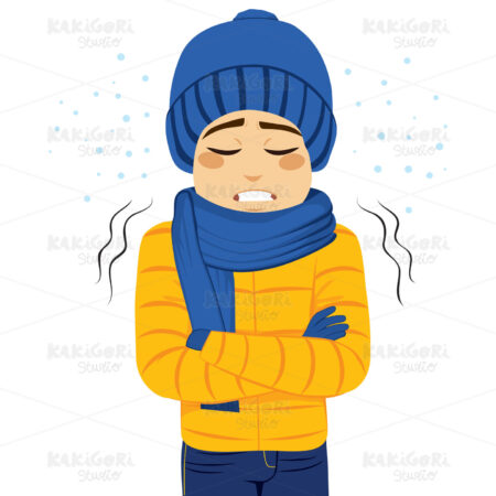 Man Freezing Shivering Clipart Vector Illustration 03210