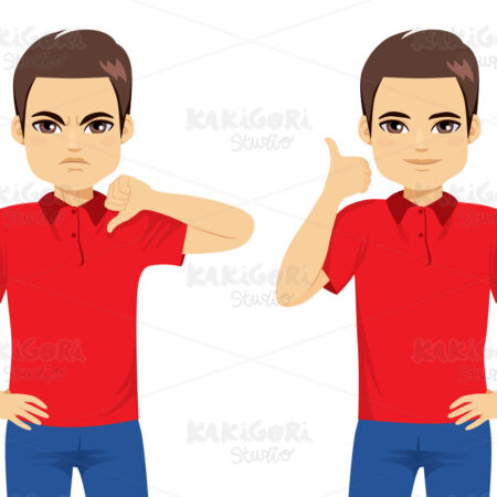 Man Good Bad Sign Concept Clipart Vector Illustration 05037