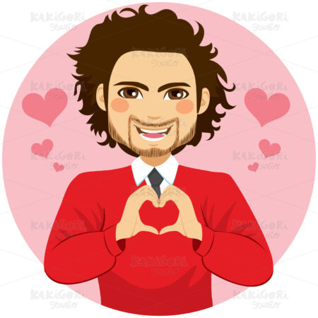 Man Heart Shape Symbol Hands Clipart Vector Illustration 03316