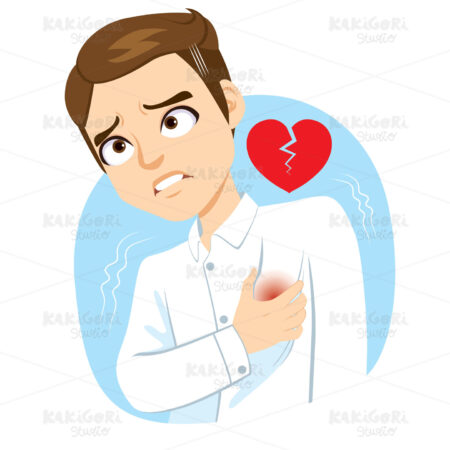 Man Heart Stroke Chest Pain Clipart Vector Illustration 04975