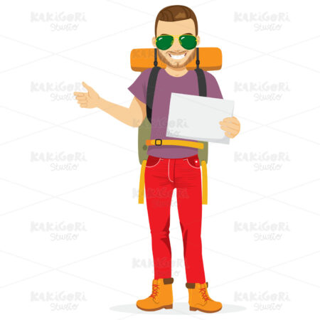 Man Hitchhiking Clipart Vector Illustration 03402