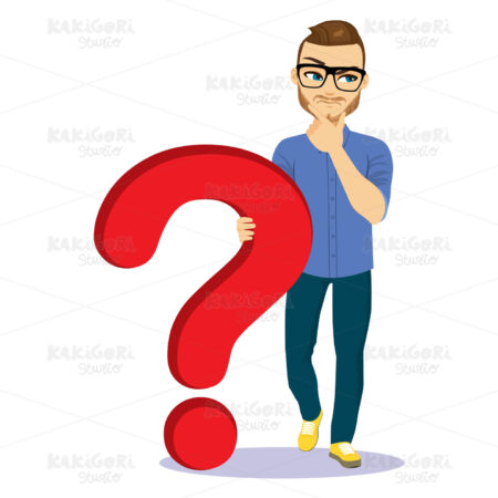 Man Holding Question Mark Clipart Vector Illustration 04694