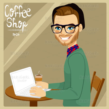 Man In Coffee Shop Clipart Vector Illustration 01356