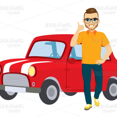 Man In Front Of Car Clipart Vector Illustration 05052