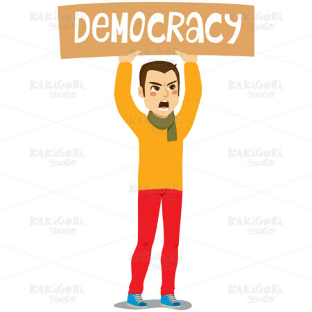 Man Marching Protest Clipart Vector Illustration 03795