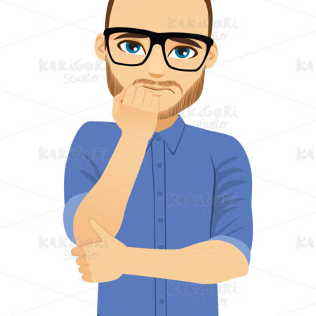 Man Nervous Anxiety Expression Clipart Vector Illustration 04906