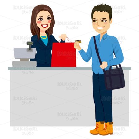 Man Paying With Credit Card Clipart Vector Illustration 02659