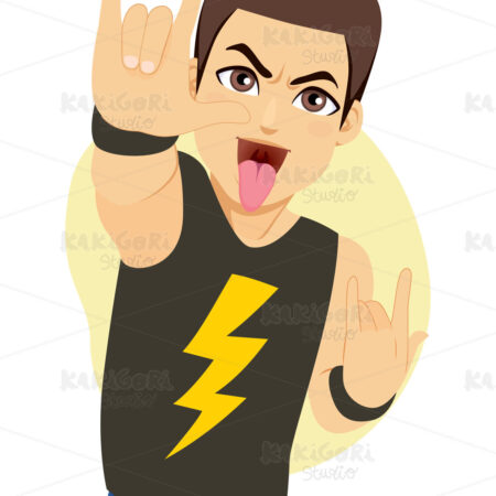 Man Rocking Horns Hand Gesture Clipart Vector Illustration 05041