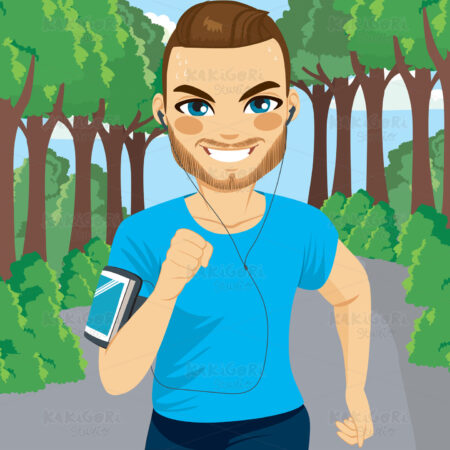 Man Running Outdoors Clipart Vector Illustration 03267