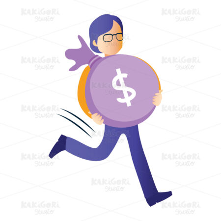 Man Running With Money Clipart Vector Illustration 04584