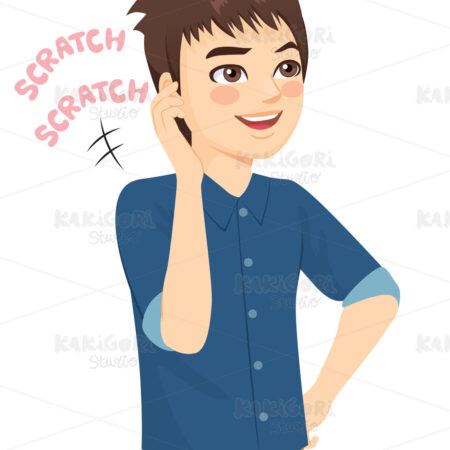 Man Scratching Head Forgetful Expression Clipart Vector Illustration 04959