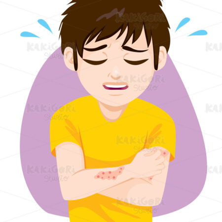 Man Scratching Itchy Skin Allergy Clipart Vector Illustration 05115