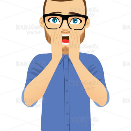 Man Shocked Surprise Expression Clipart Vector Illustration 04908