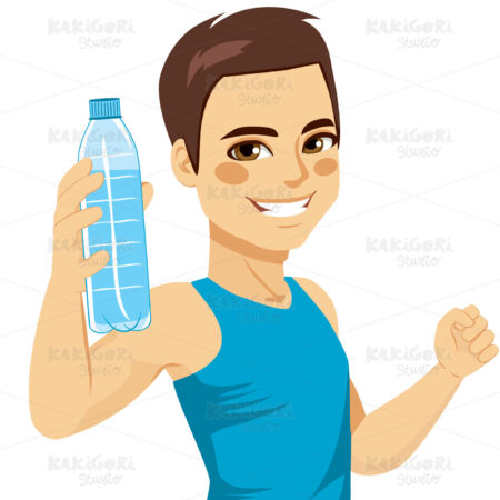Man Showing Bottle Of Water Clipart Vector Illustration 02693