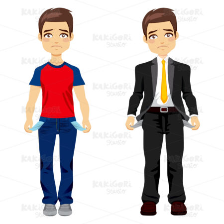 Man Showing Empty Pocket Clipart Vector Illustration 02074