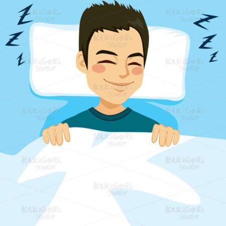 Man Sleeping Bed Clipart Vector Illustration 03004