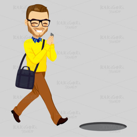 Man Smartphone Manhole Clipart Vector Illustration 02858