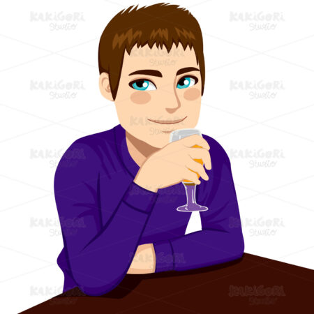 Man Smiling Holding Drink Clipart Vector Illustration 02064