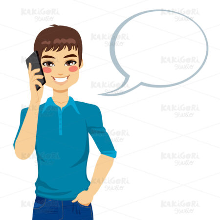 Man Speaking Using Phone Clipart Vector Illustration 01253