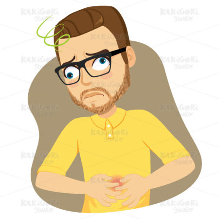 Man Stomachache Pain Diziness Clipart Vector Illustration 04979