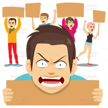 Man Strike Protest Clipart Vector Illustration 04710