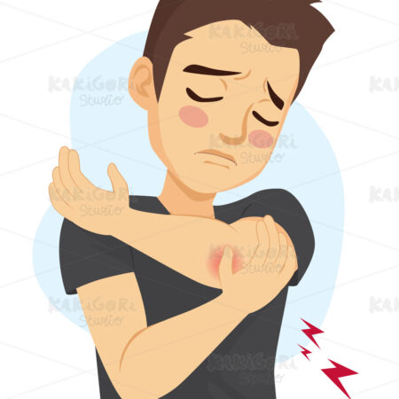 Man Suffering Elbow Injury Pain Clipart Vector Illustration 05113