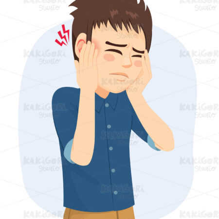 Man Suffering Otitis Health Problem Clipart Vector Illustration 04995