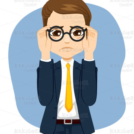 Man Suffering Visual Impairment Problem Clipart Vector Illustration 04998