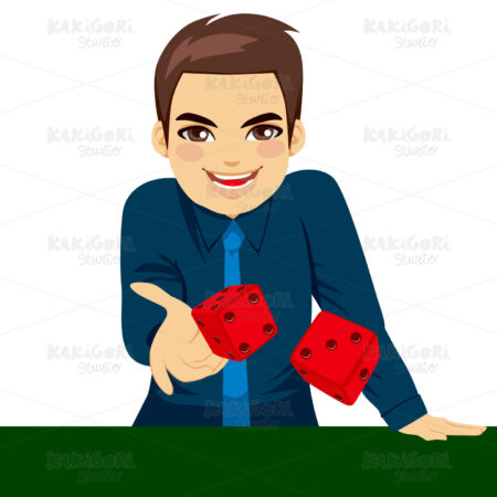 Man Throwing Dice Clipart Vector Illustration 01692