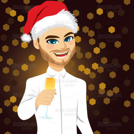 Man Toasting Christmas Clipart Vector Illustration 03848