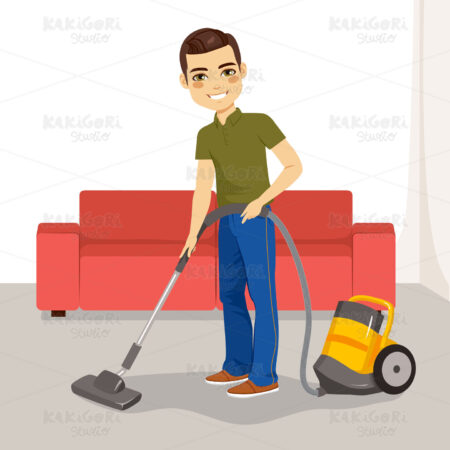 Man Vacuum Cleaner Clipart Vector Illustration 02739