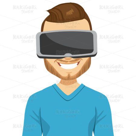 Man Virtual Reality Headset Clipart Vector Illustration 03411