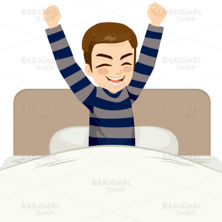 Man Waking Up Happy Clipart Vector Illustration 02555
