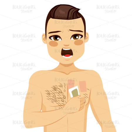 Man Waxing Chest Screaming Clipart Vector Illustration 02157